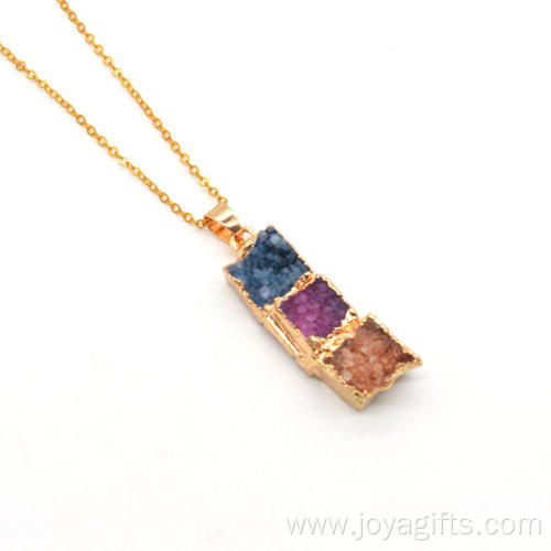 Fashion Jewelry Gilding Three Color Crystal Cluster Necklace with Gold Chain